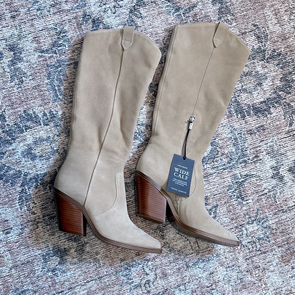 Tan Vince Camuto boots. 9.5 wide calf